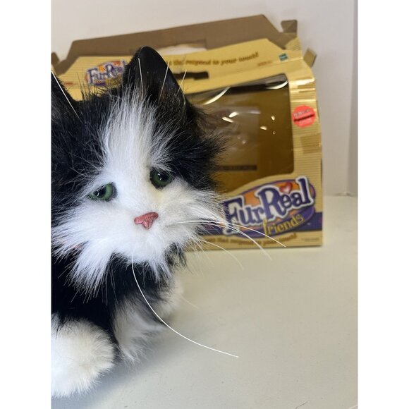 Tiger Furreal Friends Interactive Cat Toy Black White Meows '02 Box & Accessory - Picture 1 of 16